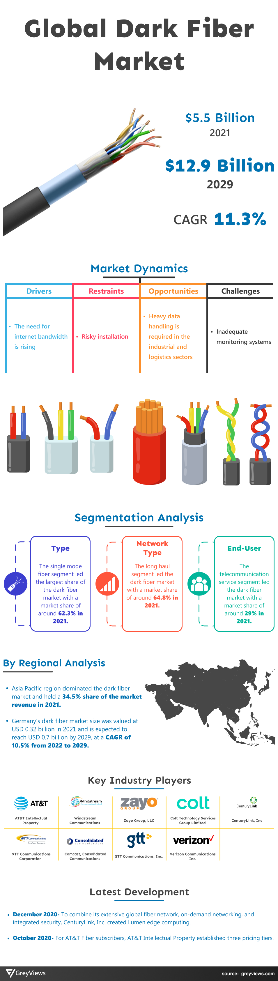 Greyviews Dark Fiber Market Infographics