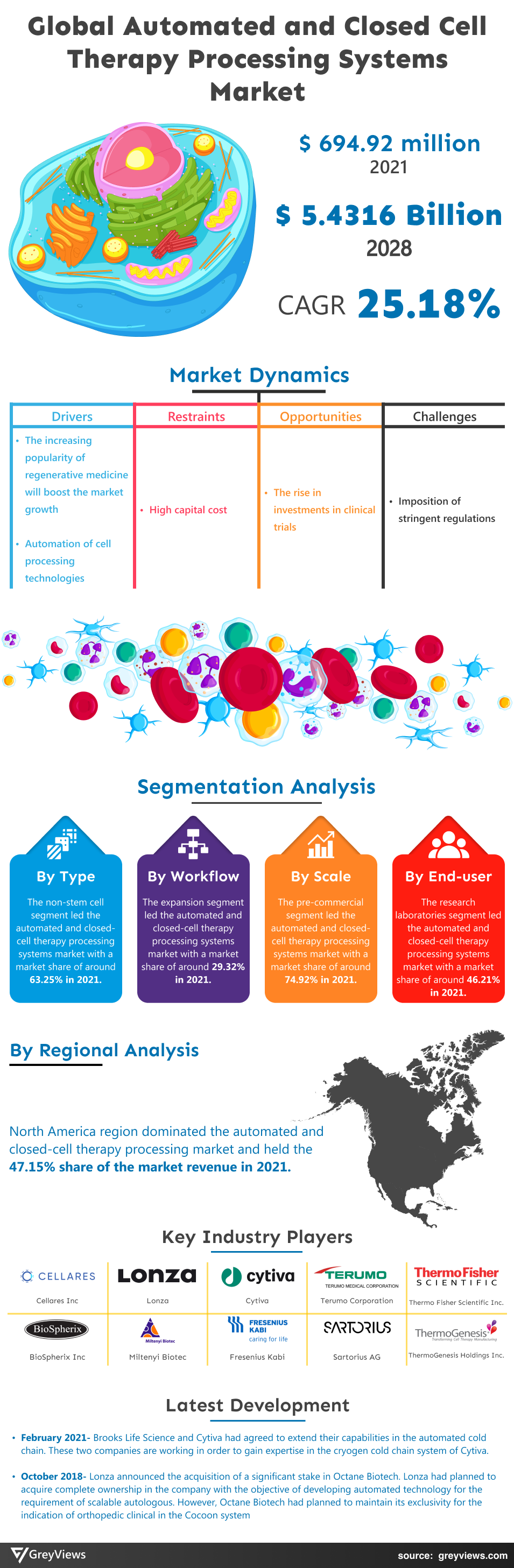 Greyviews Automated and Closed Cell Therapy Processing Systems Market Infographic