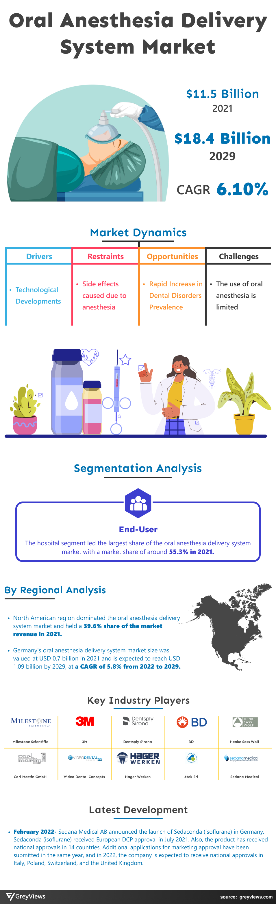 Greyviews Oral Anesthesia Delivery System Market Infographics
